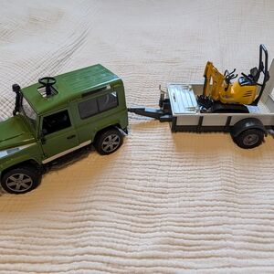 Green and Yellow Toy Truck with Trailer